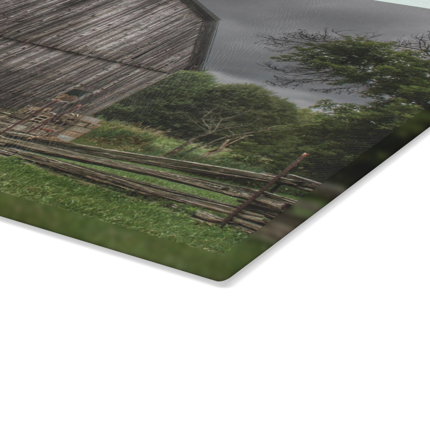 U R There Photography Attica Grey Rustic Farmhouse Tempered-Glass Cutting Board