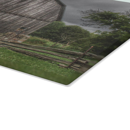 U R There Photography Attica Grey Rustic Farmhouse Tempered-Glass Cutting Board