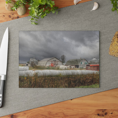 U R There Photography Waterman Road Grey I Rustic Farmhouse Tempered-Glass Cutting Board