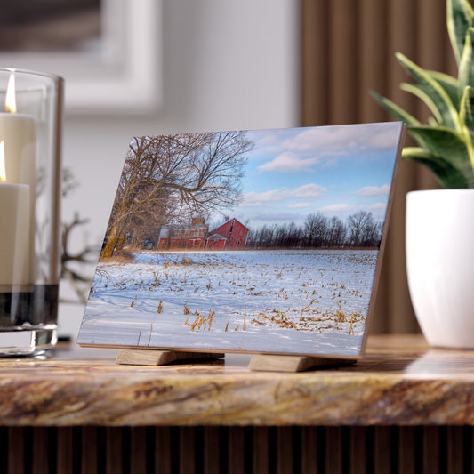 Barn Boutique Rustic Ceramic Wall Tile| Across Barnes Roads Frozen Corn Field