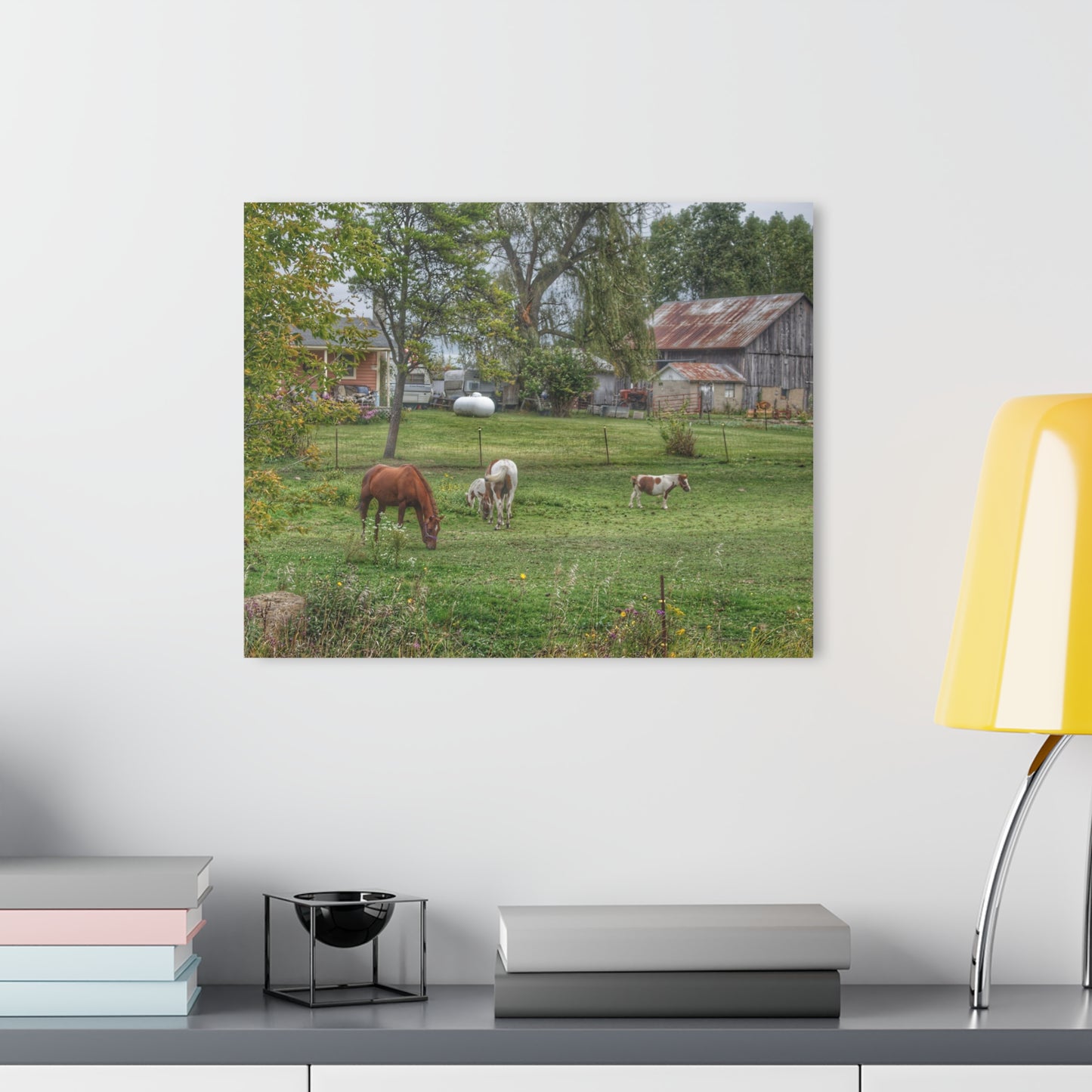 Barn Boutique Modern Farmhouse Acrylic Wall Print| Front Yard Ponies