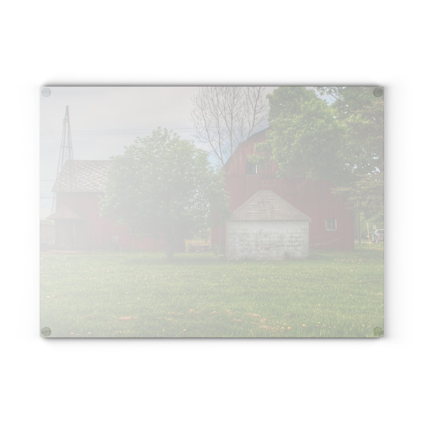 U R There Photography Roods Lake Road Red I Rustic Farmhouse Tempered-Glass Cutting Board
