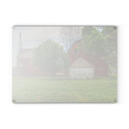 U R There Photography Roods Lake Road Red I Rustic Farmhouse Tempered-Glass Cutting Board