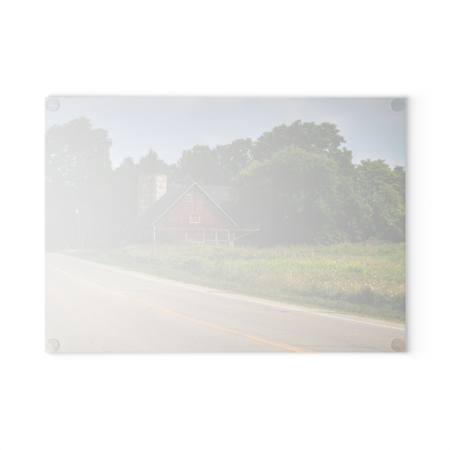 U R There Photography Metamora Red II Rustic Farmhouse Tempered-Glass Cutting Board