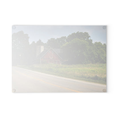 U R There Photography Metamora Red II Rustic Farmhouse Tempered-Glass Cutting Board