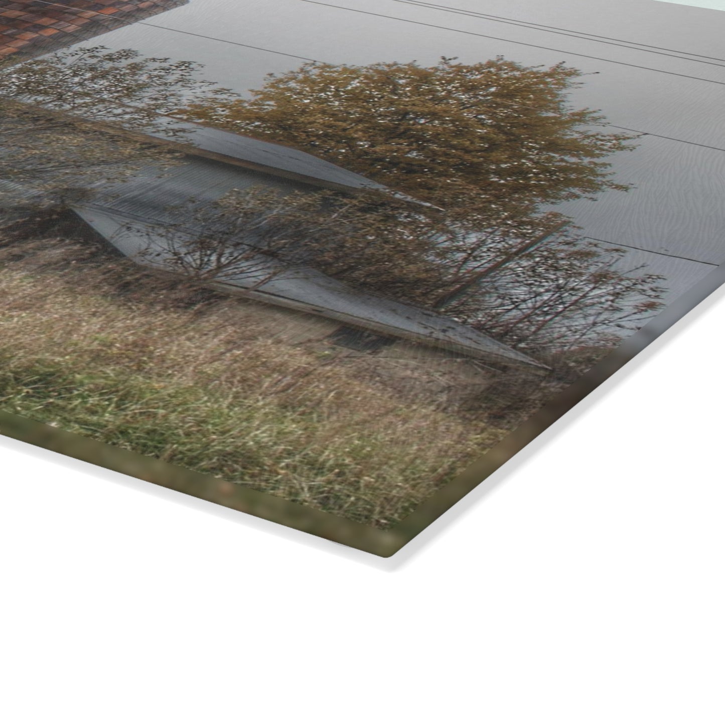 U R There Photography Bordman Road Grey Rustic Farmhouse Tempered-Glass Cutting Board