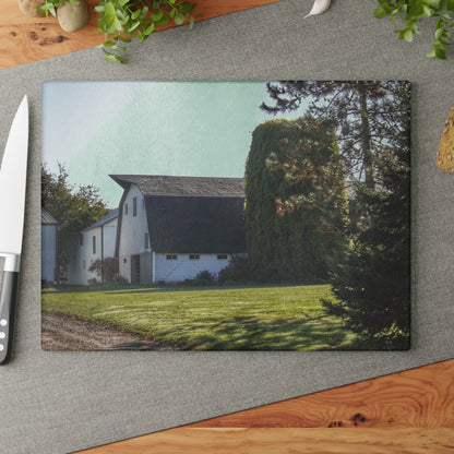 U R There Photography Five Lakes Road White Rustic Farmhouse Tempered-Glass Cutting Board