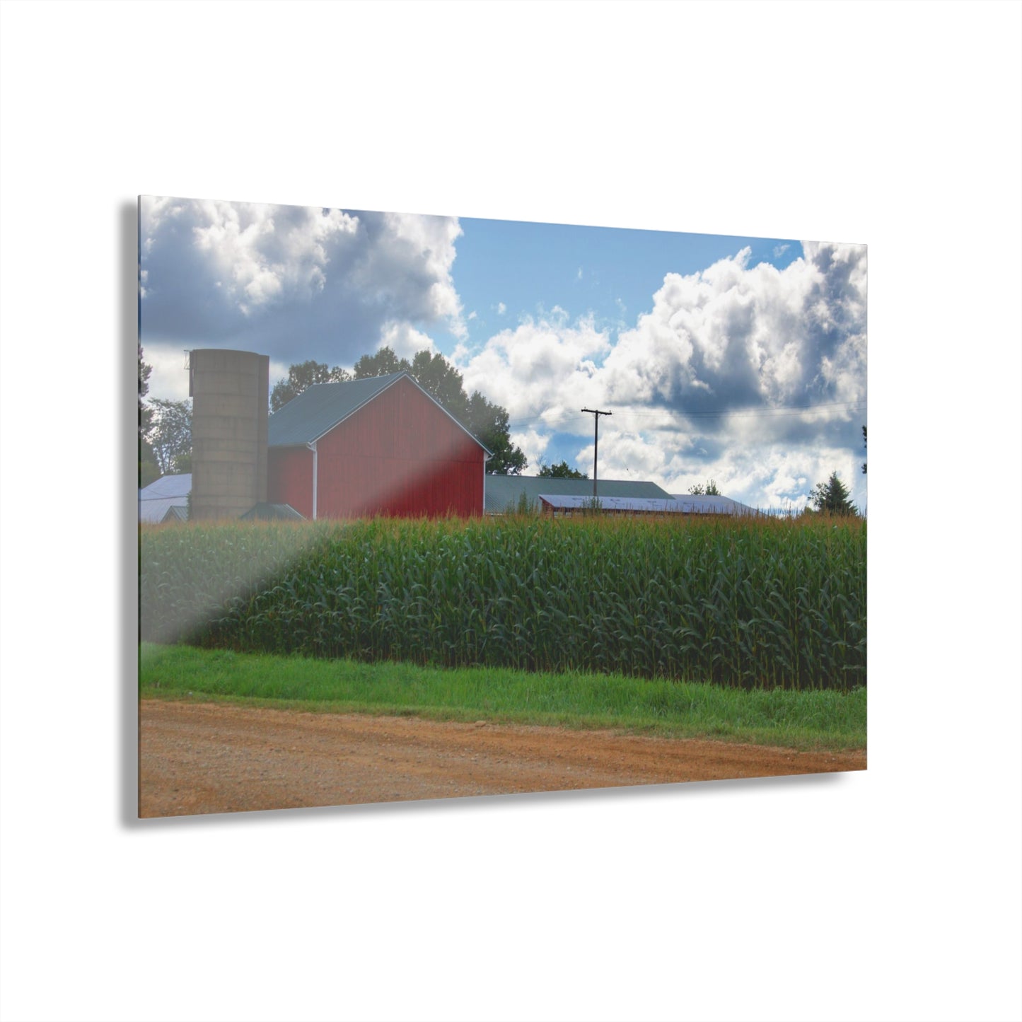 U R There Photography East Brown Road Red Rustic Farmhouse Acrylic Wall Print