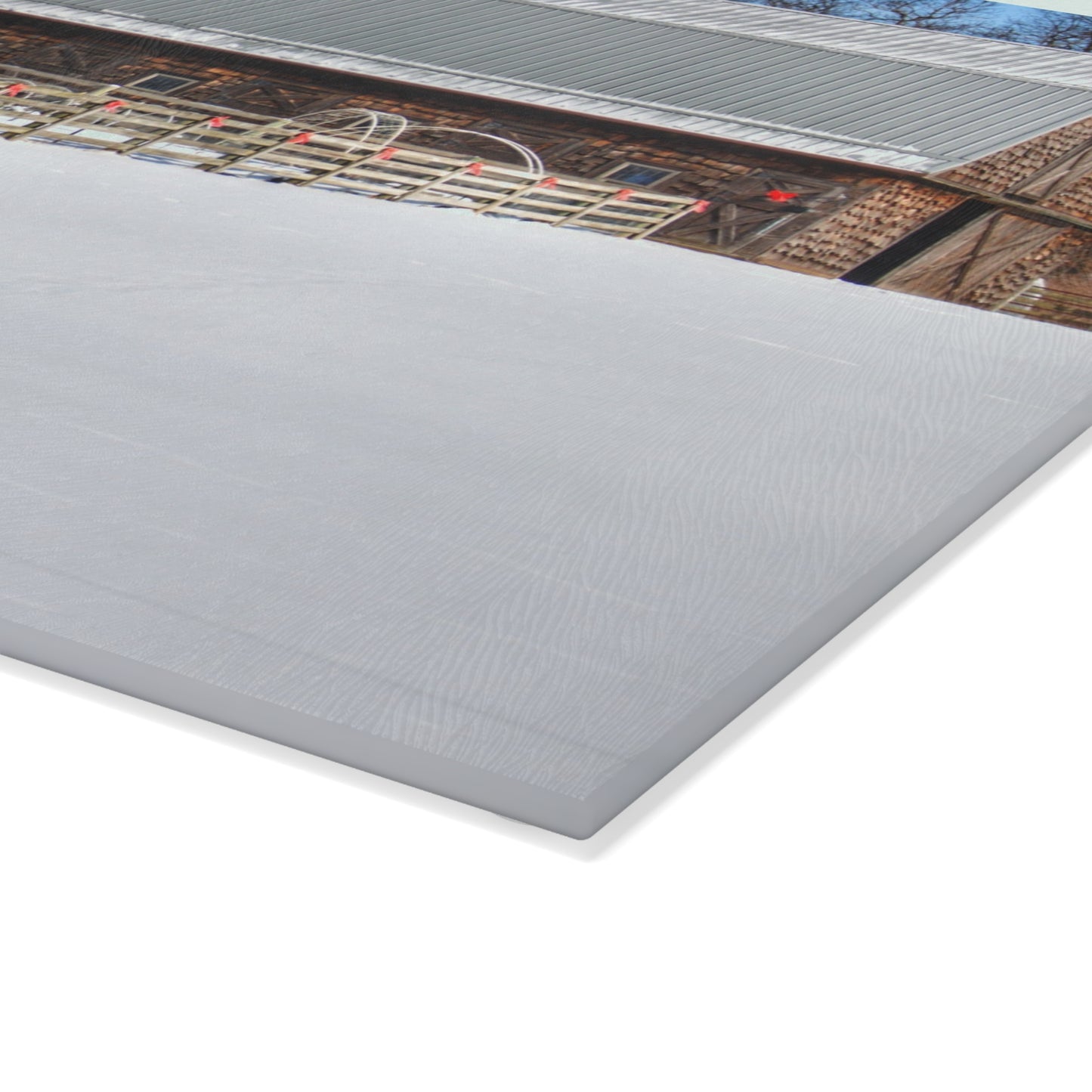 U R There Photography Morgan Lanes Cedar Shake Barn Rustic Farmhouse Tempered-Glass Cutting Board