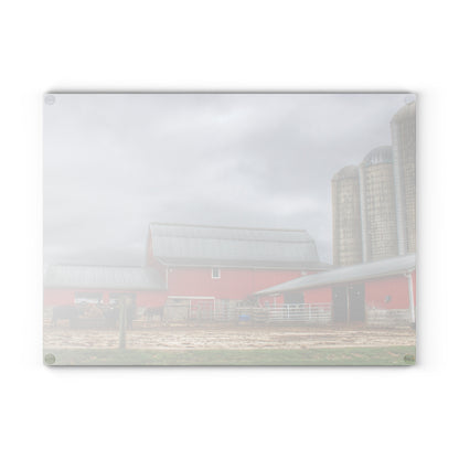 U R There Photography Daley Road Cow Barn Rustic Farmhouse Tempered-Glass Cutting Board