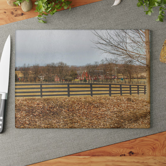 U R There Photography Barber Road Farm I Rustic Farmhouse Tempered-Glass Cutting Board