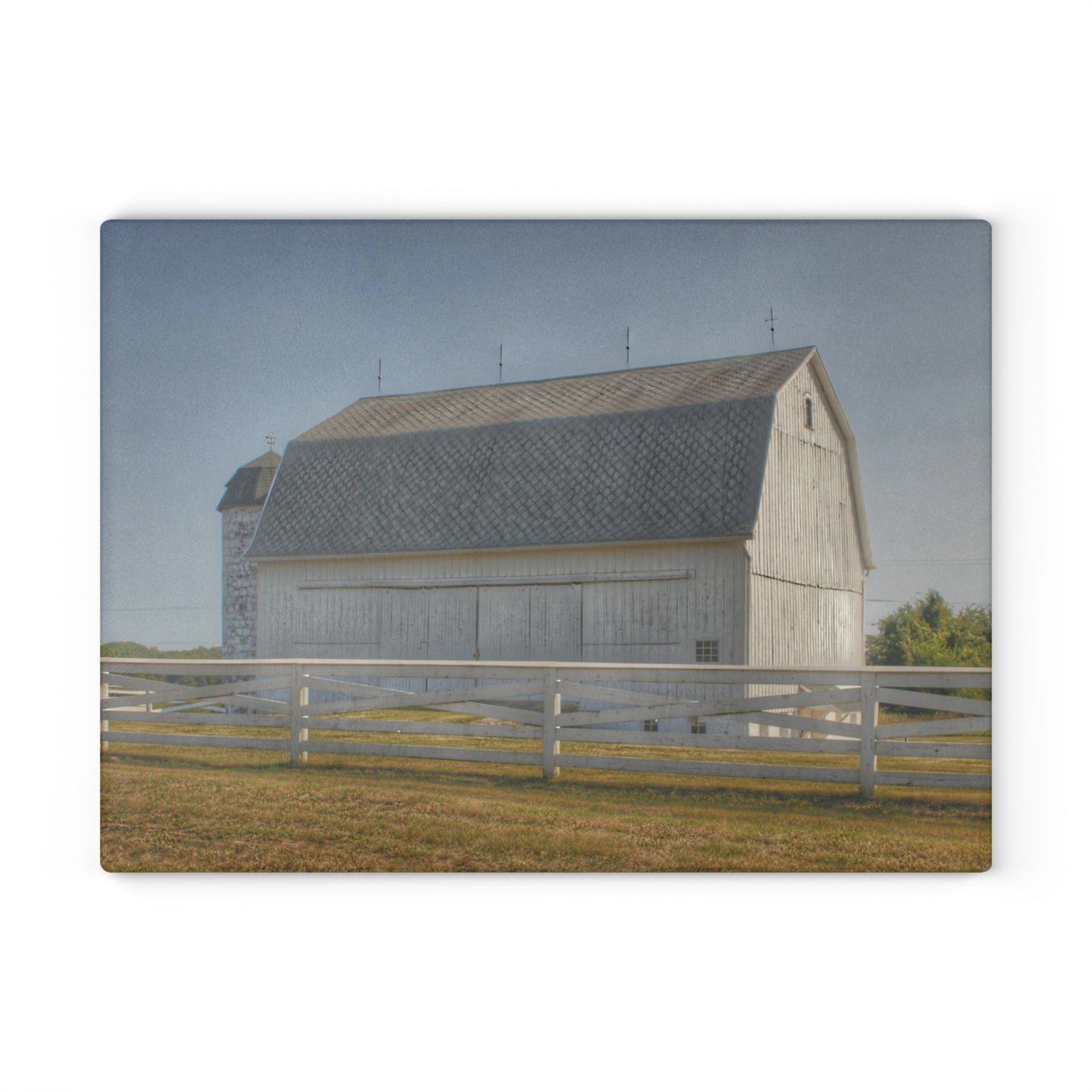 U R There Photography Belsay Road White Rustic Farmhouse Tempered-Glass Cutting Board