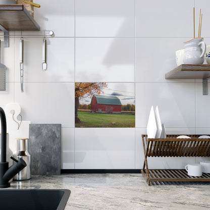 U R There Photography Bowers Roadside Red Rustic Farmhouse Decorative Ceramic Tile