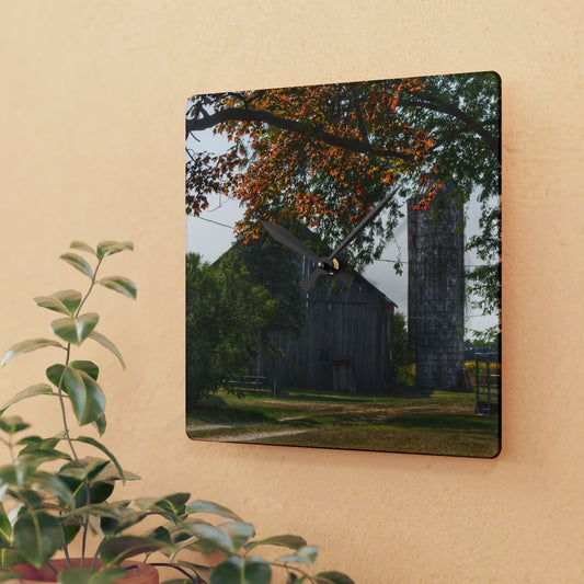 U R There Photography Hidden Grey of Tuscola Rustic Farmhouse Acrylic Analog Wall Clock