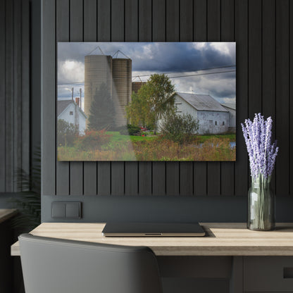U R There Photography Baldwin White and Silos Rustic Farmhouse Acrylic Wall Print