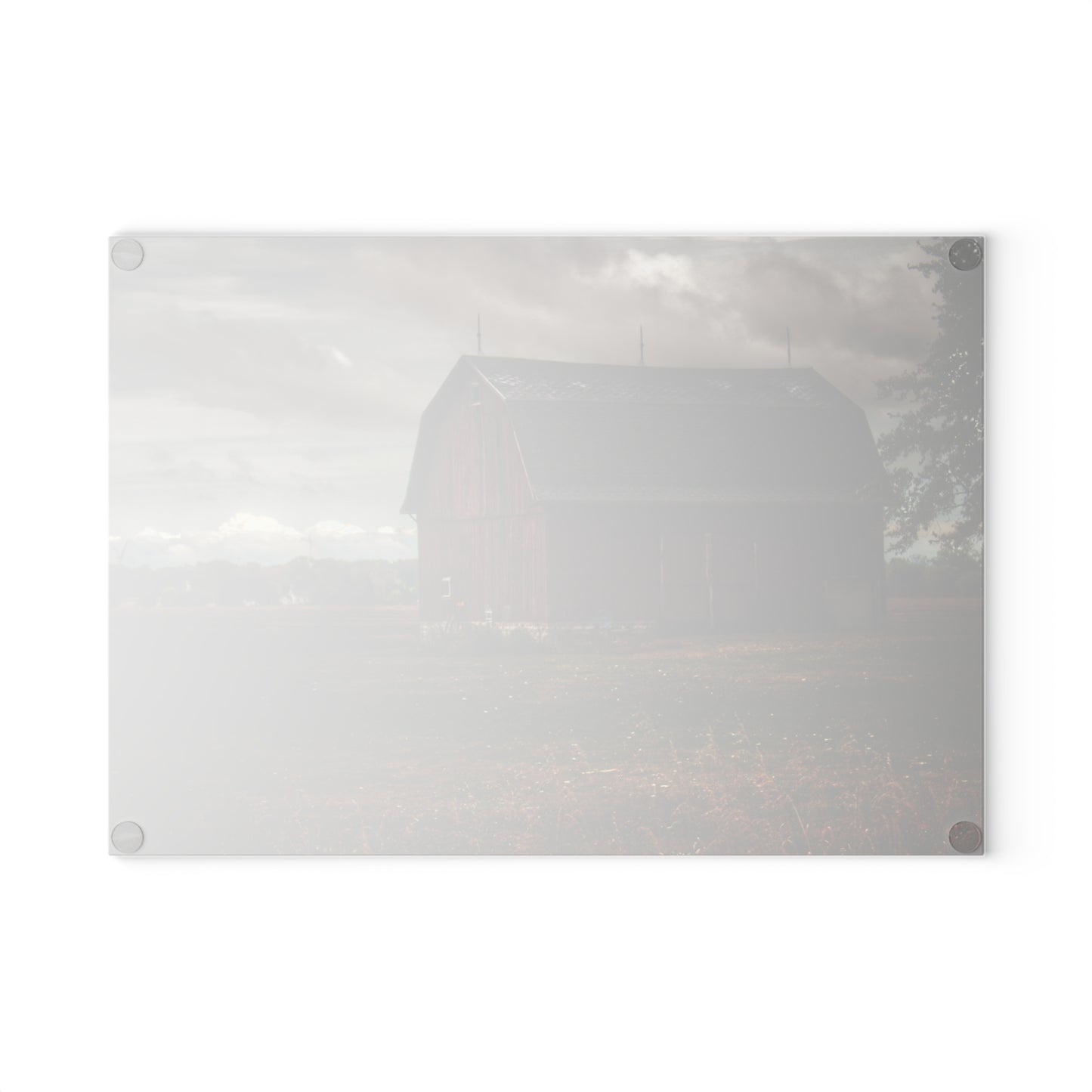 U R There Photography Fairgrove-Deckerville Red I Rustic Farmhouse Tempered-Glass Cutting Board