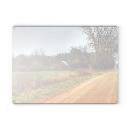 U R There Photography Stone Road Red Rustic Farmhouse Tempered-Glass Cutting Board