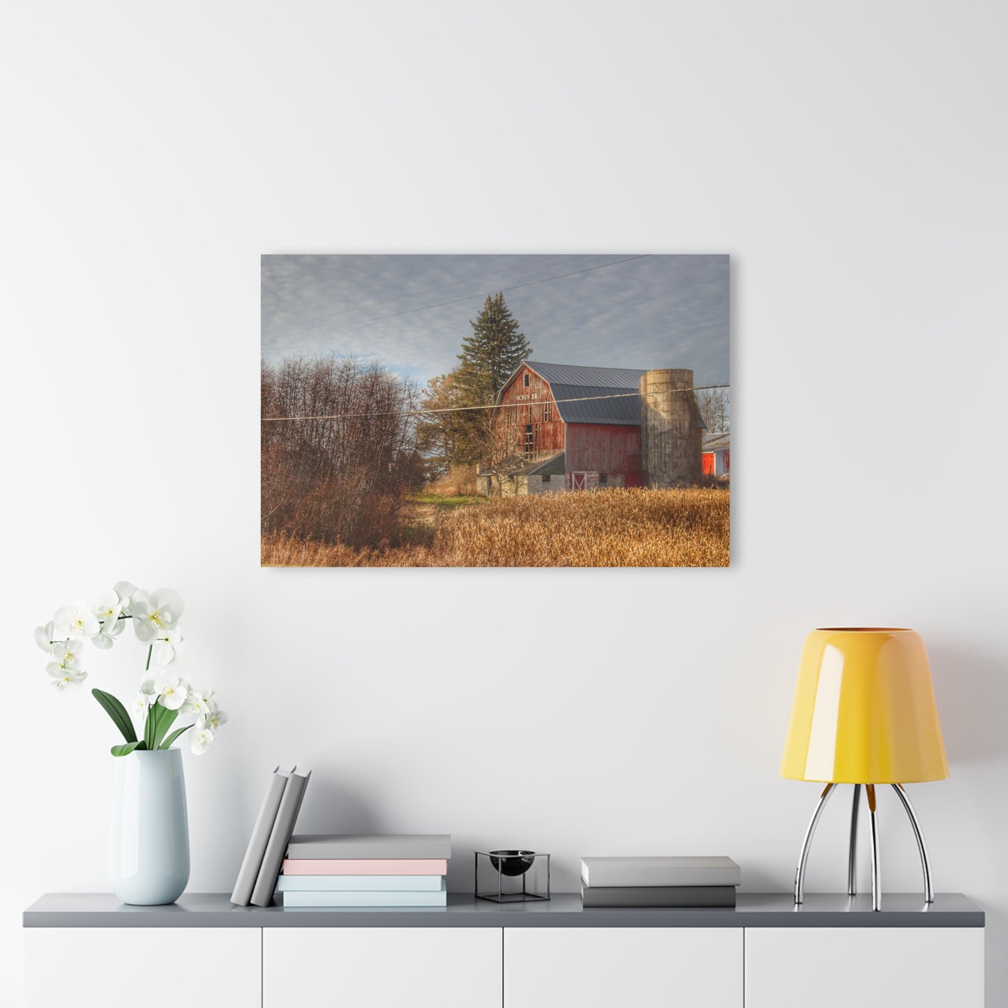 U R There Photography Otter Lake Road Red I Rustic Farmhouse Acrylic Wall Print