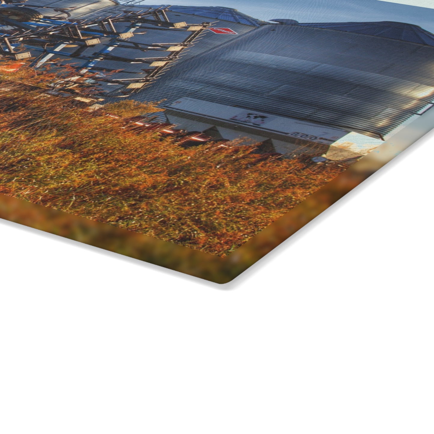 U R There Photography Peck Road Grain Silos Rustic Farmhouse Tempered-Glass Cutting Board