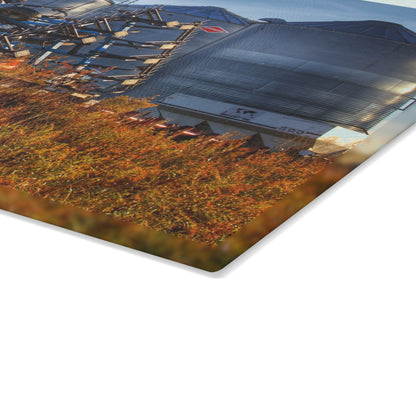 U R There Photography Peck Road Grain Silos Rustic Farmhouse Tempered-Glass Cutting Board
