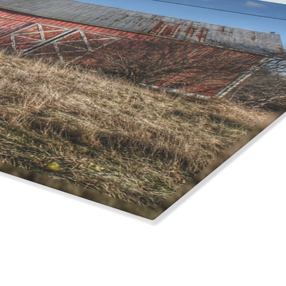 U R There Photography Lapeer Road Crooked Red Rustic Farmhouse Tempered-Glass Cutting Board