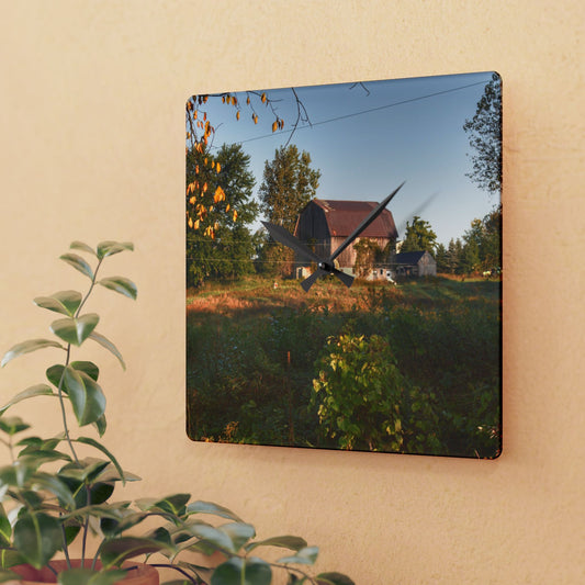 U R There Photography Swaffer Road Little Grey Rustic Farmhouse Acrylic Analog Wall Clock