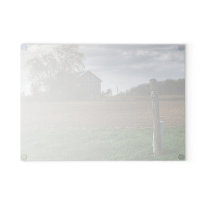 U R There Photography Cedar Creek Road Grey Rustic Farmhouse Tempered-Glass Cutting Board
