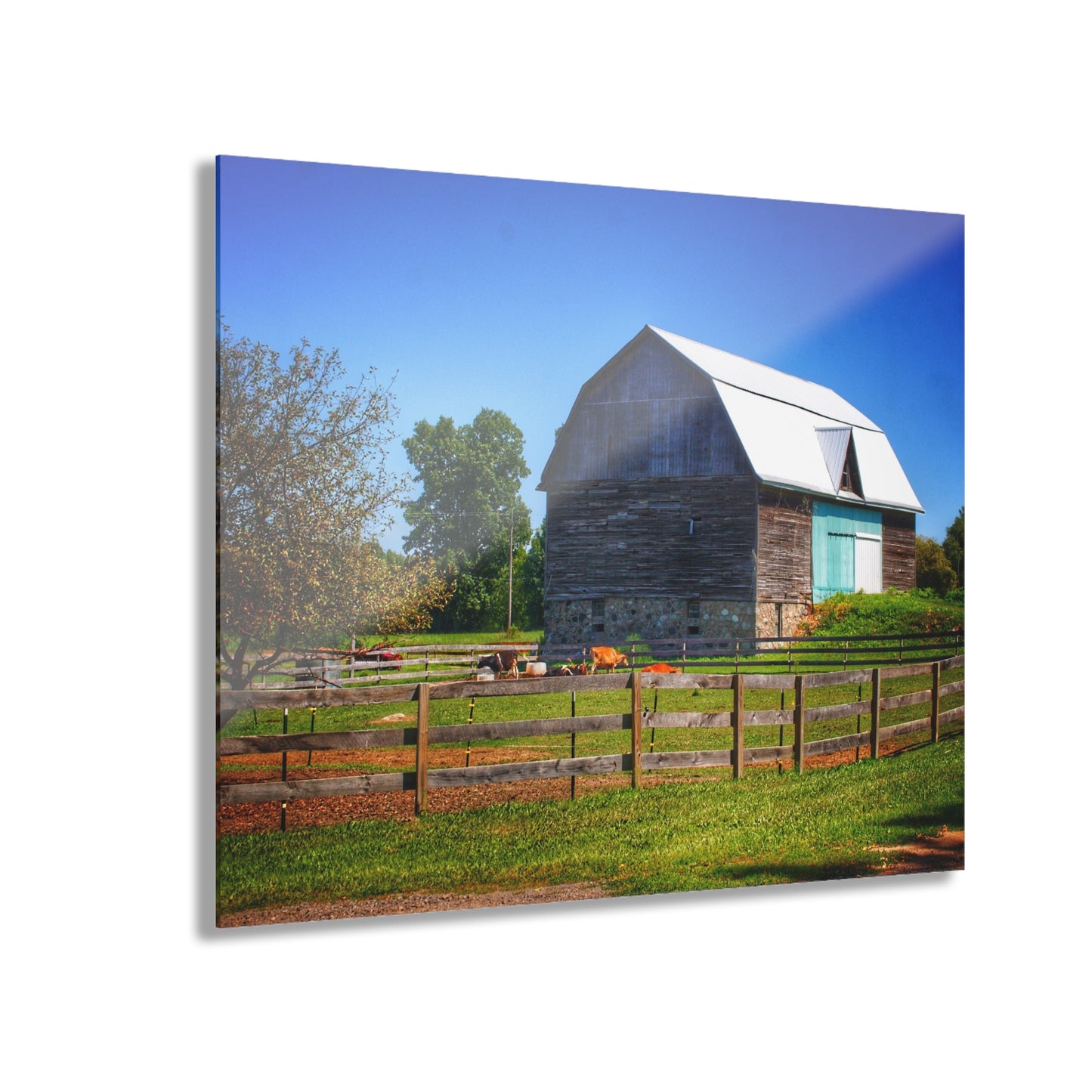 U R There Photography Harris Road Fieldstone Grey Rustic Farmhouse Acrylic Wall Print