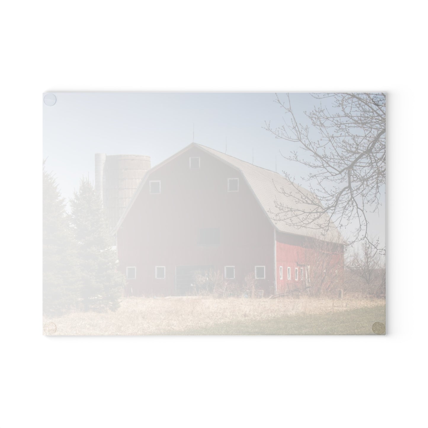 U R There Photography Hadley Red II Rustic Farmhouse Tempered-Glass Cutting Board