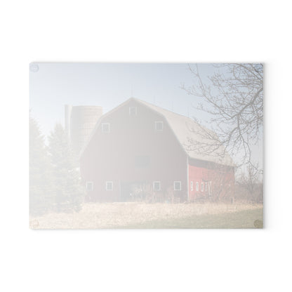 U R There Photography Hadley Red II Rustic Farmhouse Tempered-Glass Cutting Board