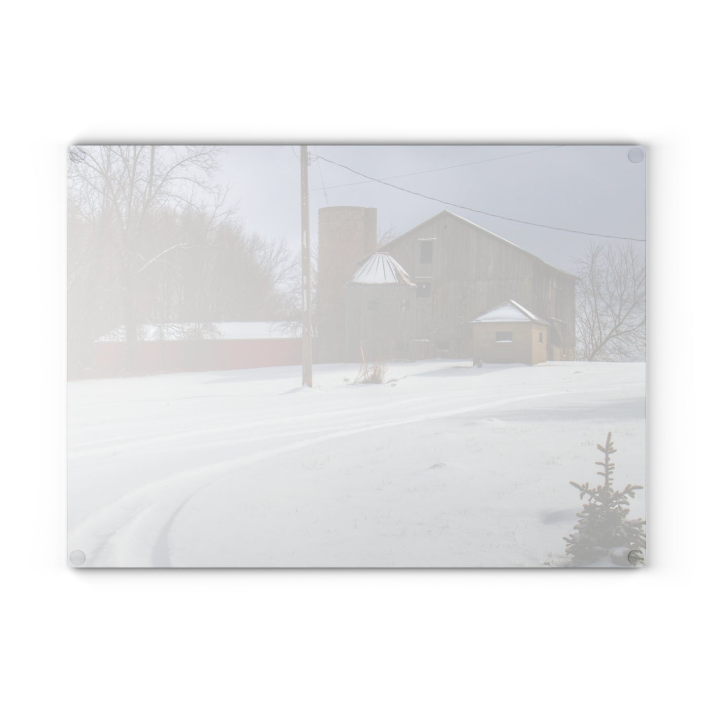 U R There Photography Hilltop Grey and Silo Rustic Farmhouse Tempered-Glass Cutting Board