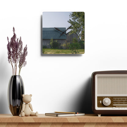 U R There Photography Bordman Road Greys Rustic Farmhouse Acrylic Analog Wall Clock