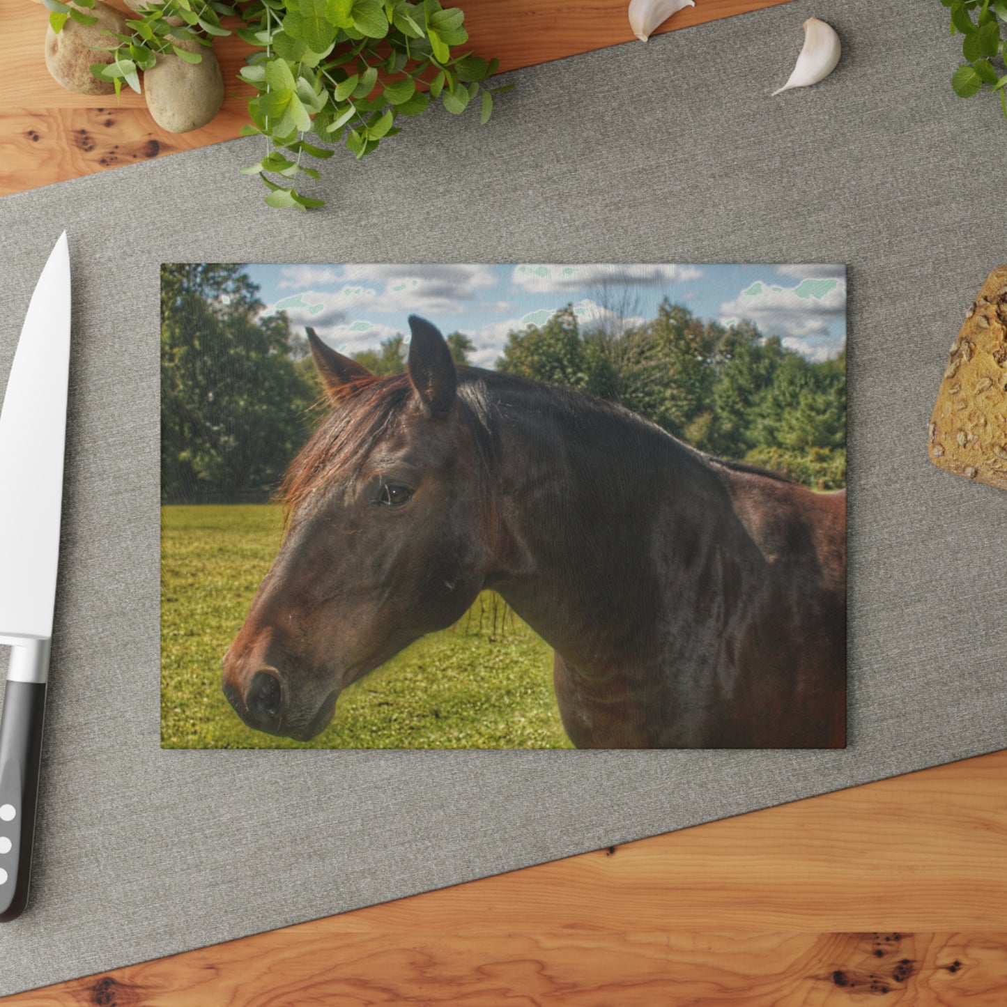 U R There Photography Brown Beauty I Rustic Farmhouse Tempered-Glass Cutting Board