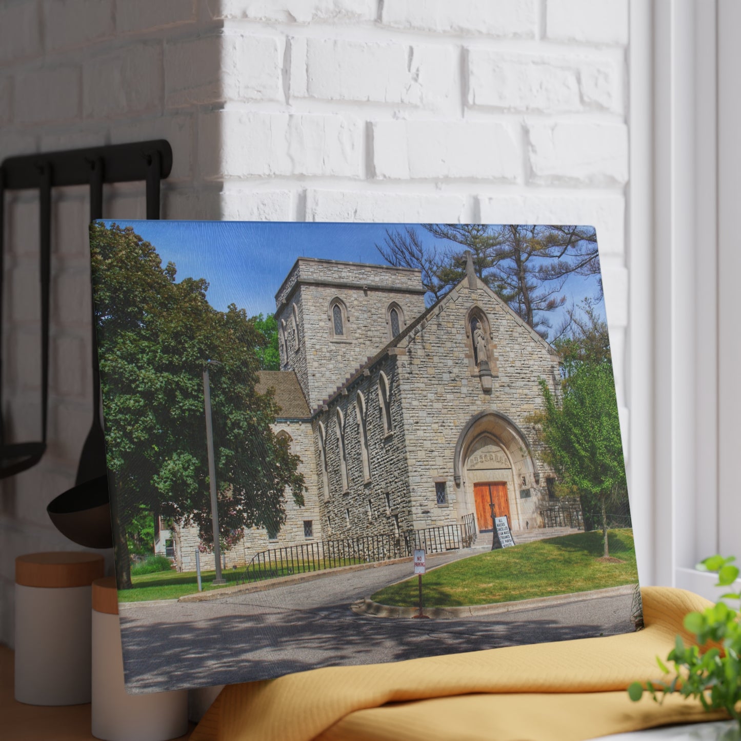 U R There Photography Saint Hugo of the Hills II Rustic Farmhouse Tempered-Glass Cutting Board 8"x 11"