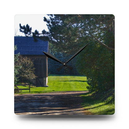U R There Photography Hosner Road Hidden Grey Rustic Farmhouse Acrylic Analog Wall Clock