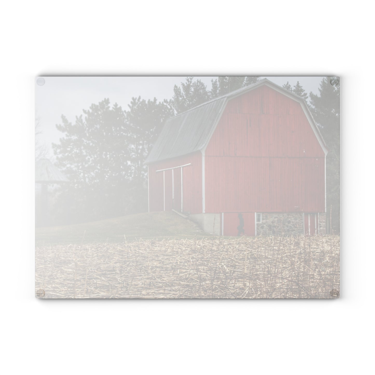 U R There Photography Fostoria Road Standing Man Red Rustic Farmhouse Tempered-Glass Cutting Board