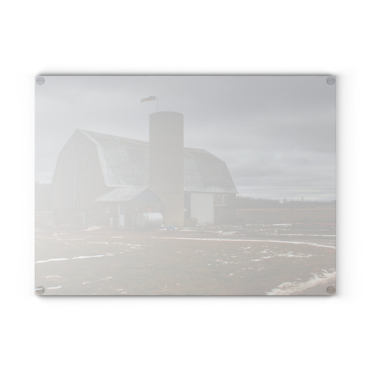 U R There Photography Chapman Road Grey I Rustic Farmhouse Tempered-Glass Cutting Board