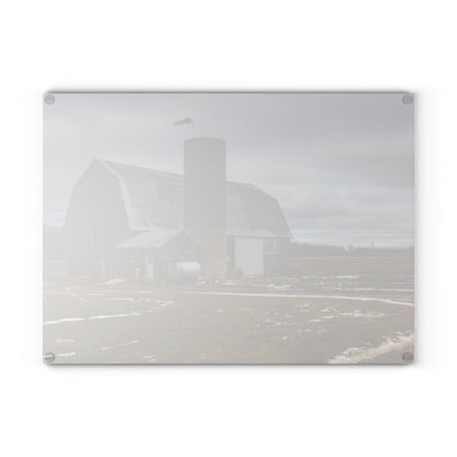U R There Photography Chapman Road Grey I Rustic Farmhouse Tempered-Glass Cutting Board