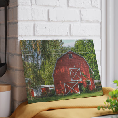 U R There Photography Henderson Road Red Rustic Farmhouse Tempered-Glass Cutting Board