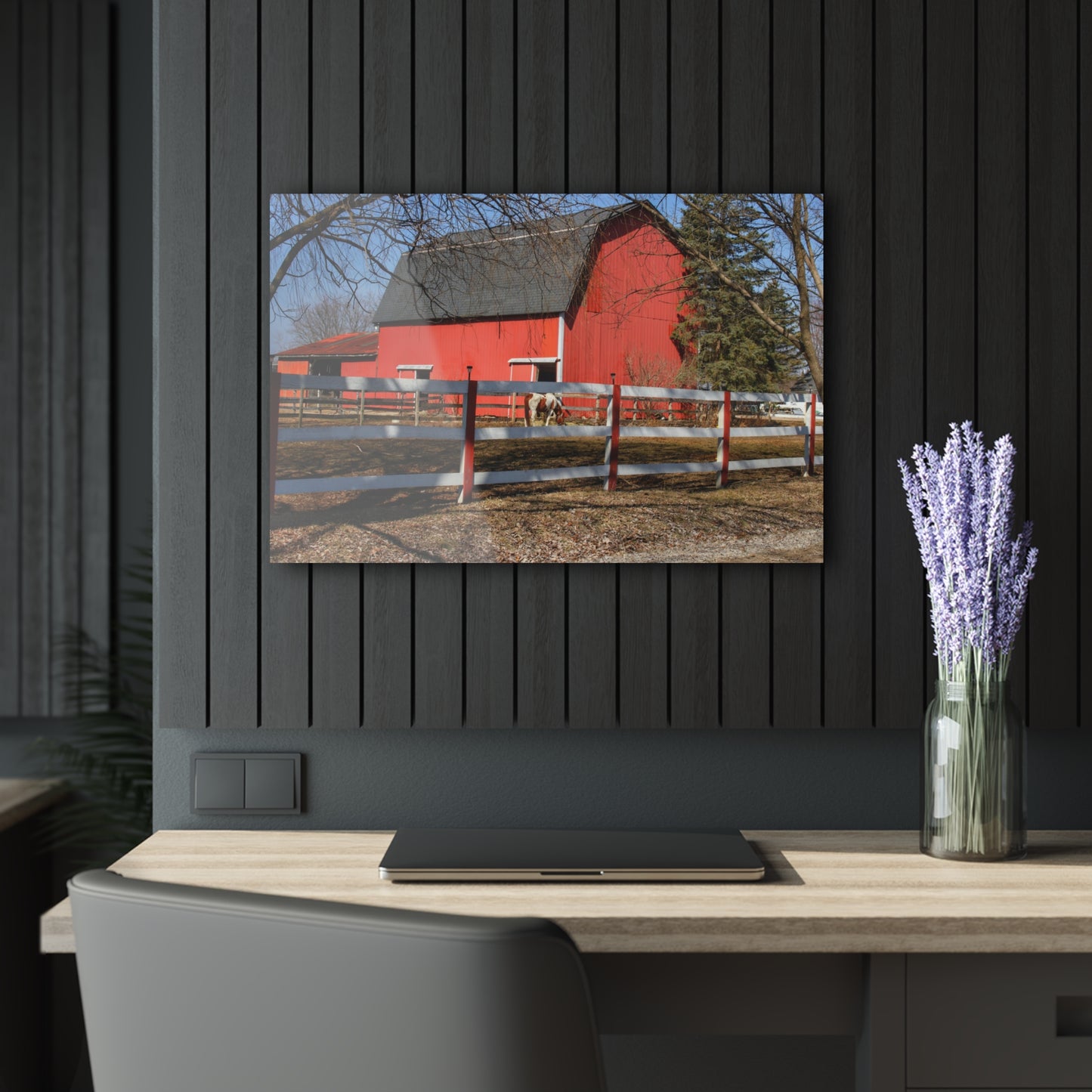 U R There Photography Wolcott Red and Filly Rustic Farmhouse Acrylic Wall Print