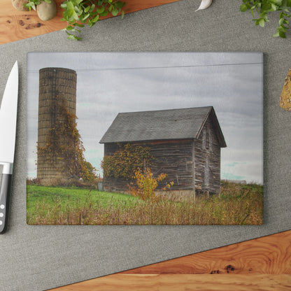 U R There Photography Fisher Road Grey Rustic Farmhouse Tempered-Glass Cutting Board