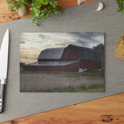 Barn Boutique Rustic Tempered-Glass Cutting Board| Brown City Red I