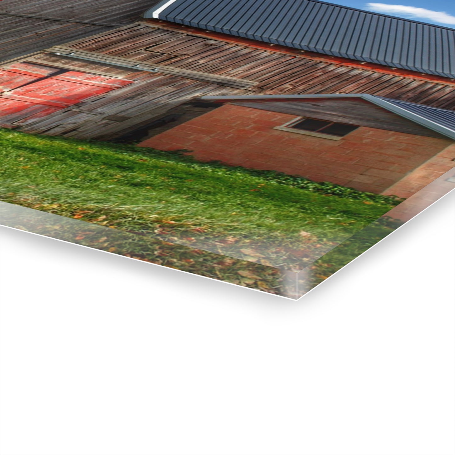 U R There Photography East Leonard Road Red Rustic Farmhouse Acrylic Wall Print