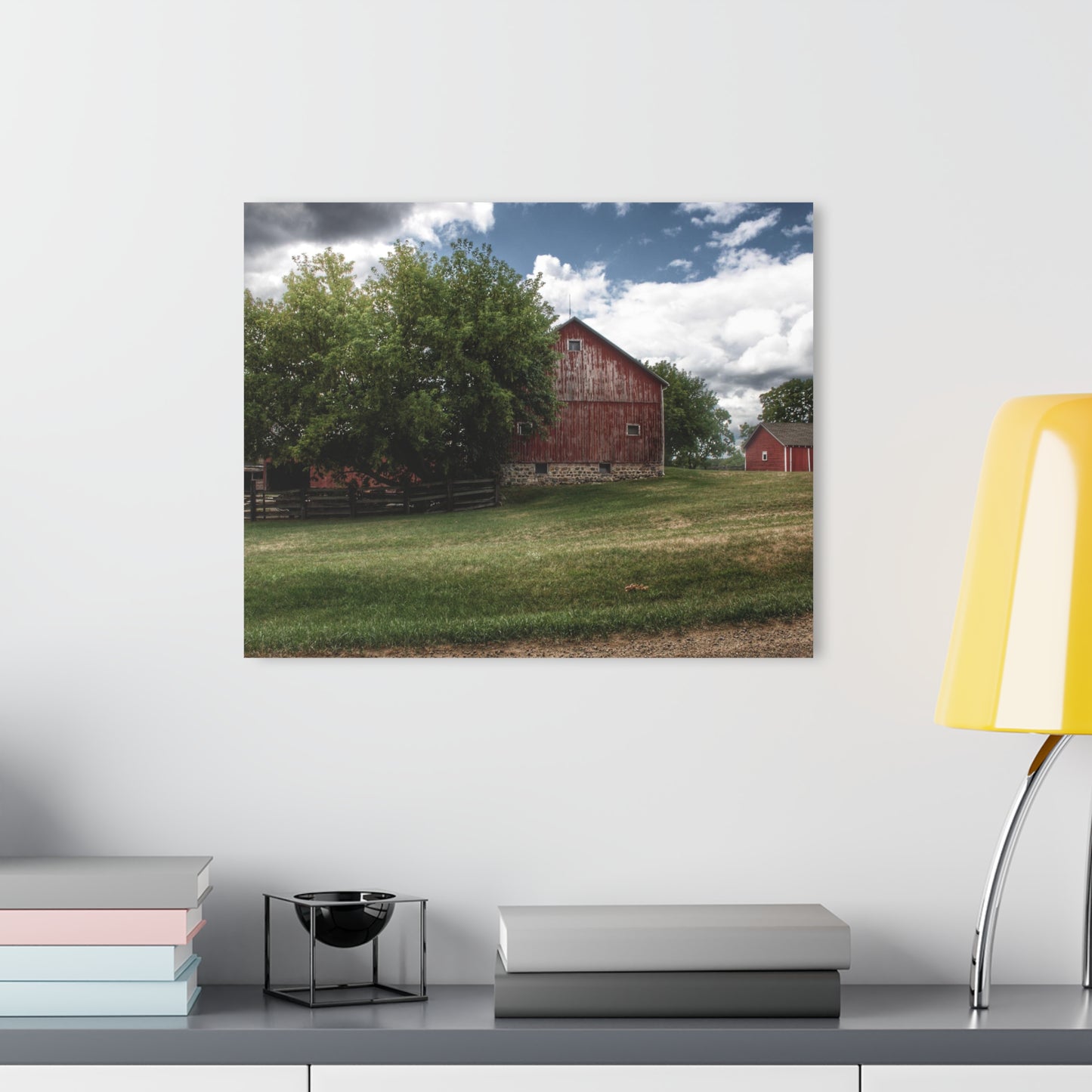 U R There Photography Five Lakes Red I Rustic Farmhouse Acrylic Wall Print