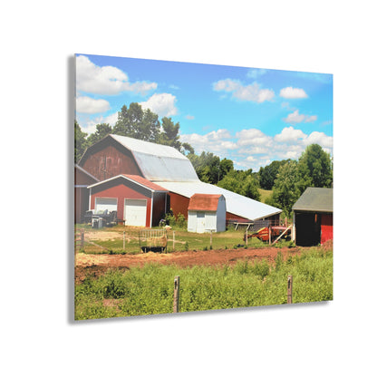 U R There Photography McKeen Lake Road Reds II Rustic Farmhouse Acrylic Wall Print