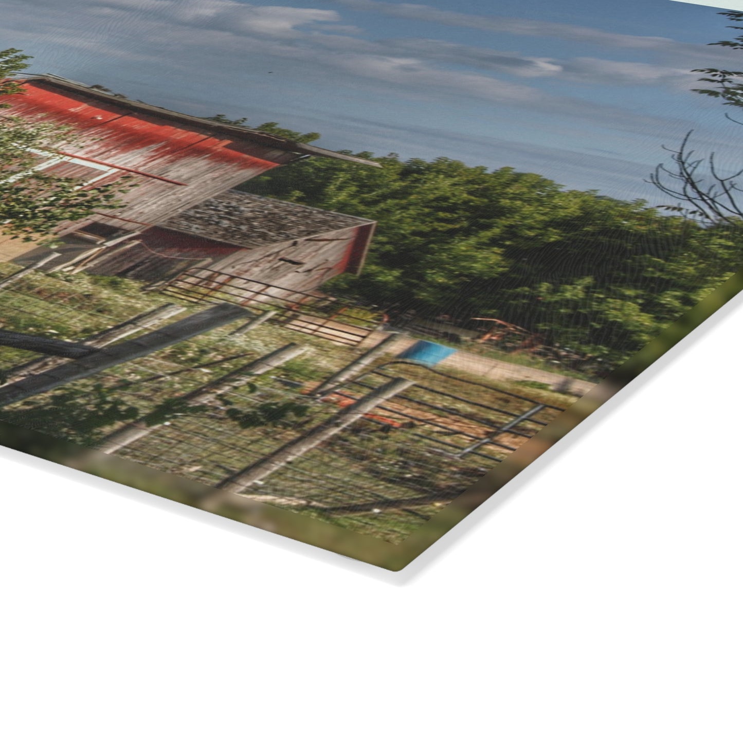 U R There Photography Henderson Road Farm Rustic Farmhouse Tempered-Glass Cutting Board