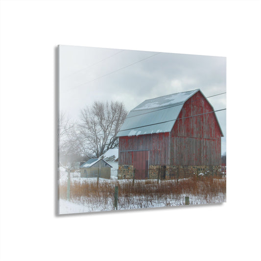 U R There Photography Lake Pleasant Stone Red and Little Grey Rustic Farmhouse Acrylic Wall Print