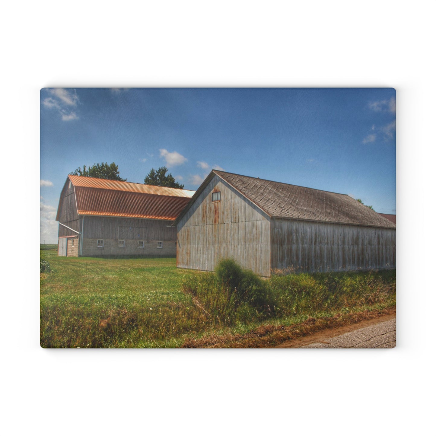 U R There Photography Copper Greys Rustic Farmhouse Tempered-Glass Cutting Board