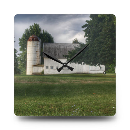 U R There Photography Marathon Road White Rustic Farmhouse Acrylic Analog Wall Clock