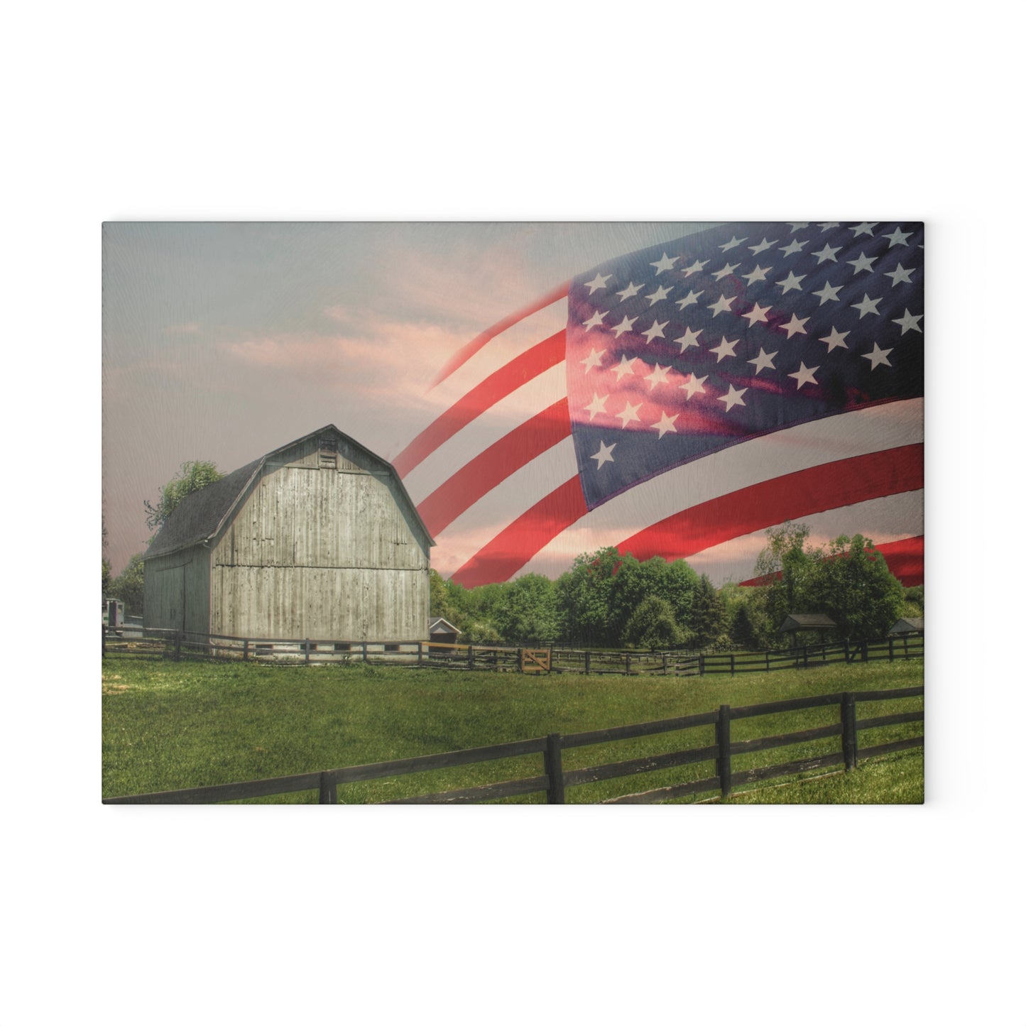U R There Photography An American Farm II Rustic Farmhouse Tempered-Glass Cutting Board